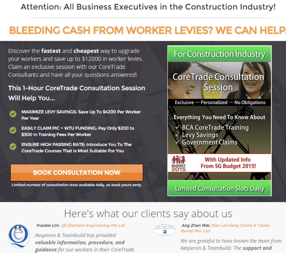 Aesperon Training Landing Page