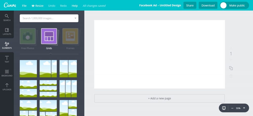 Canva Workspace Grids