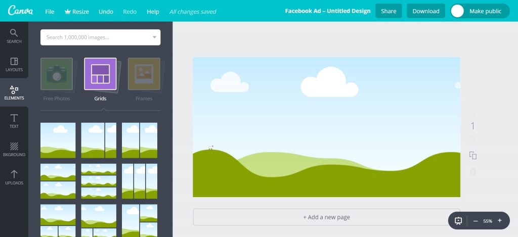 Canva Workspace Single Image Grid