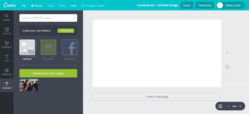 Canva Workspace Uploaded Image