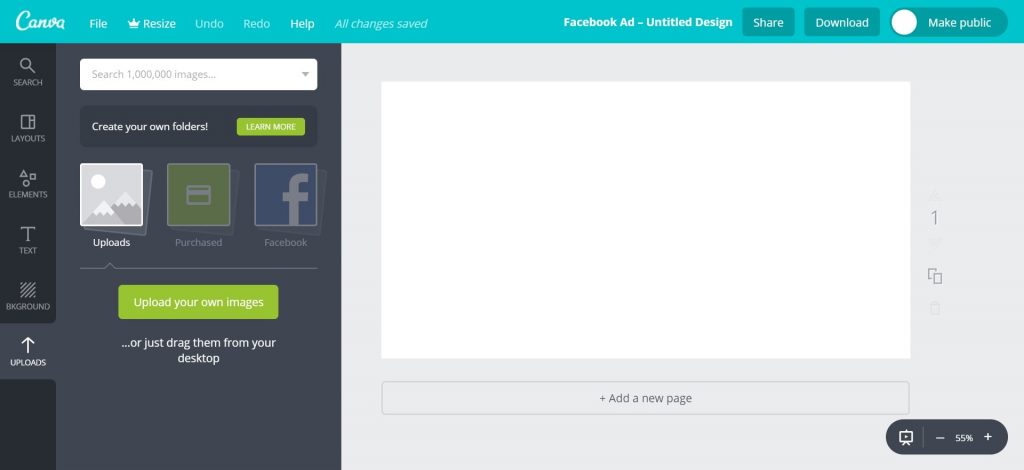 Canva Workspace Uploading Image