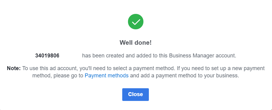 Create Facebook Ad Account Successfully
