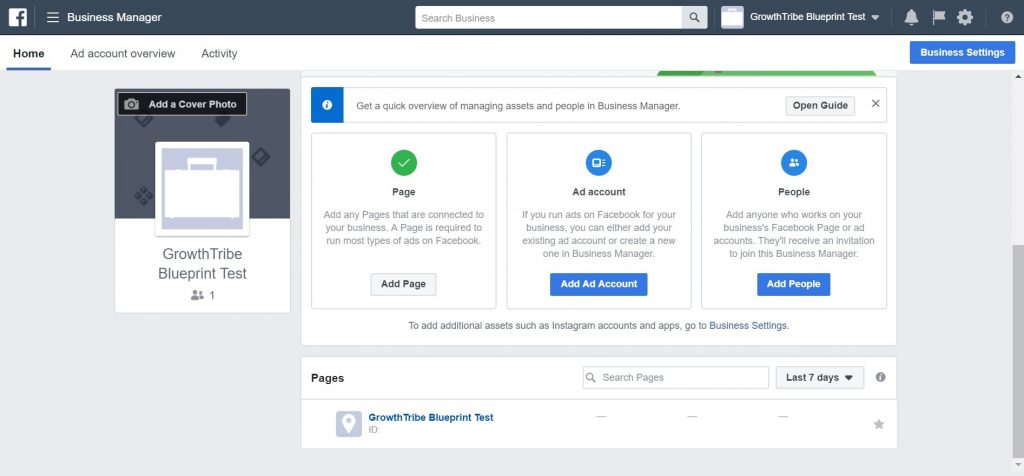 Facebook Business Manager Homepage 2