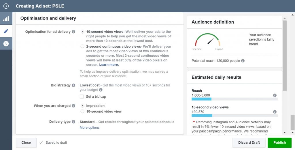 Facebook Edit Ad Set Optimisation