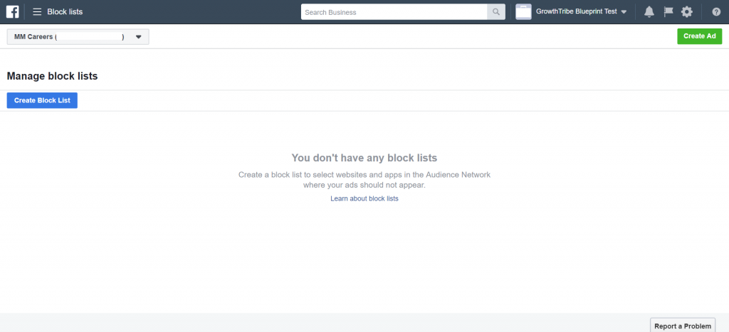 Facebook Manage Block Lists