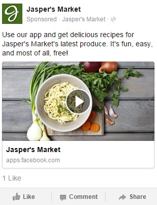 Facebook Video Link Ad Example