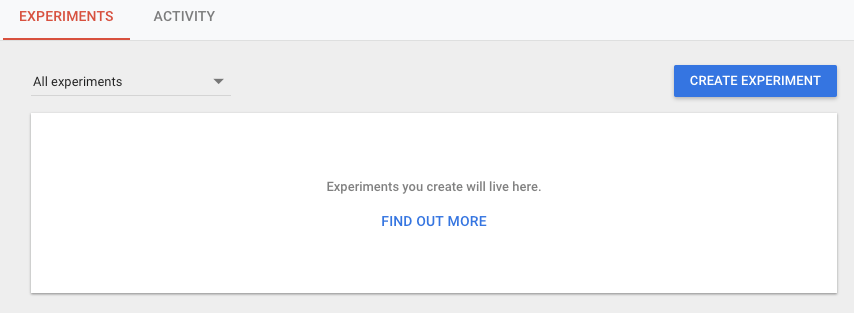 Google Optimize Create Experiment