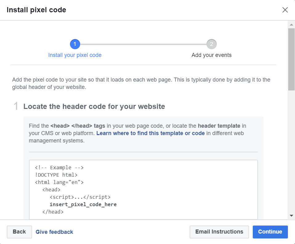 Install Facebook Pixel Code
