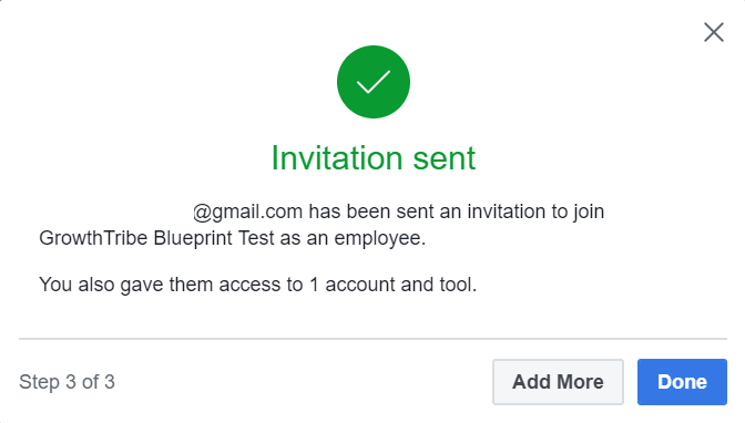 Invitation Sent To Add To Facebook Manager