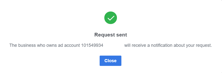 Request Access To Existing Facebook Ad Account Sent