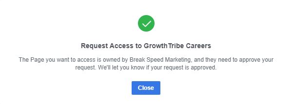 Request Access To Facebook Page Successfully