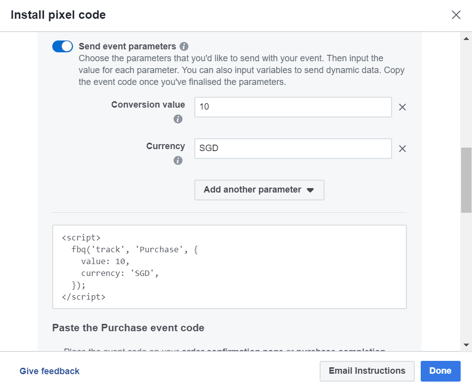 Set Facebook Standard Event Parameters