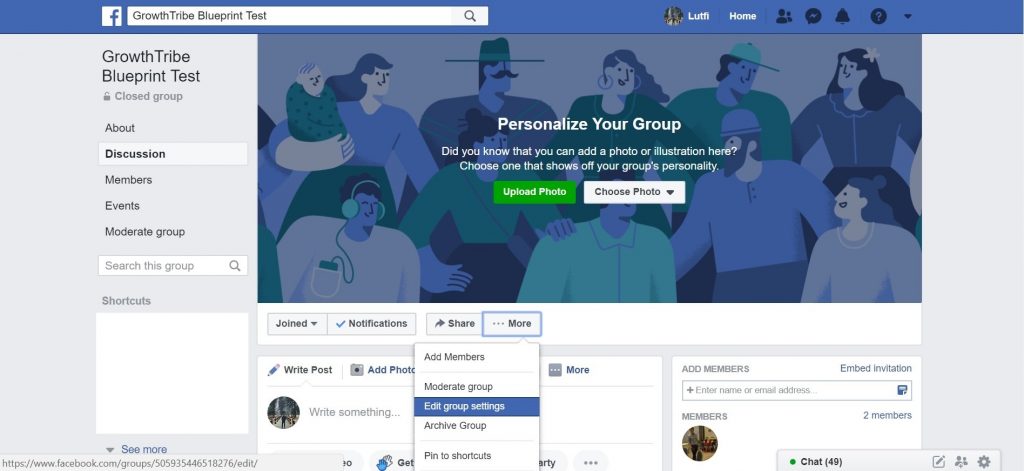 Facebook Group Edit Group Settings