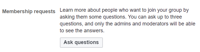 Facebook Group Membership Requests Setting