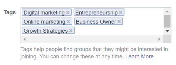 Facebook Group Tags Example