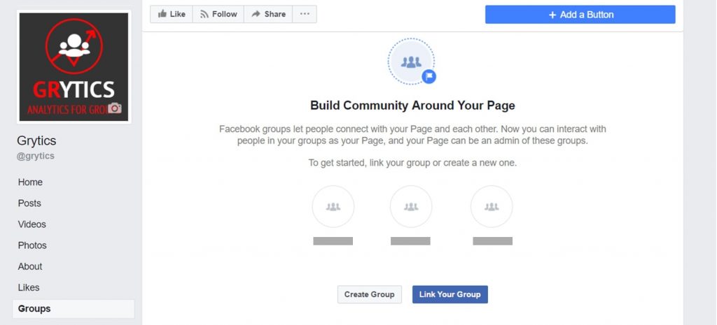 Grytics Link Facebook Page To Group Example